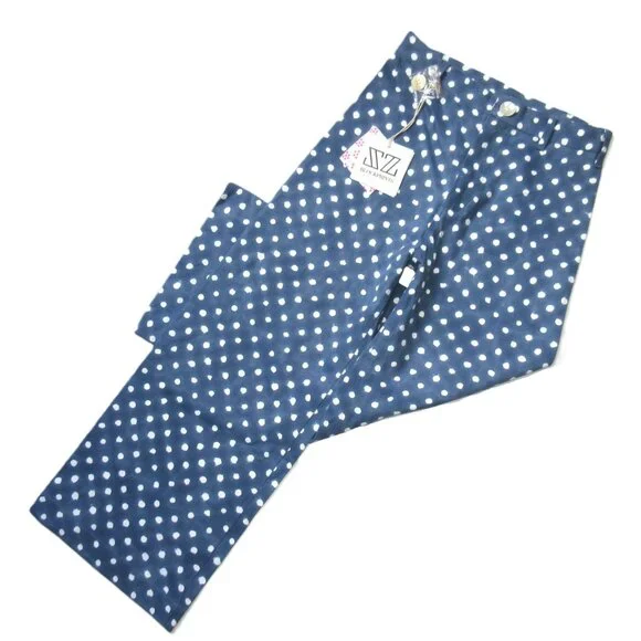 NWT SZ Blockprints Hand Block-Printed Disco Pants in Blue Polka Dots Canvas L - Picture 2 of 11
